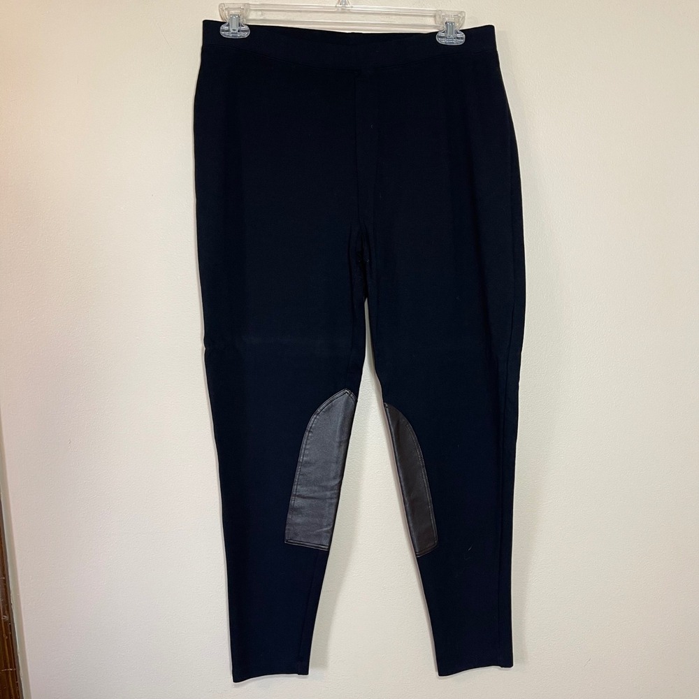 Soft Surroundings Black Equestrian Leggings Calf Patch Ponte Pants XL
